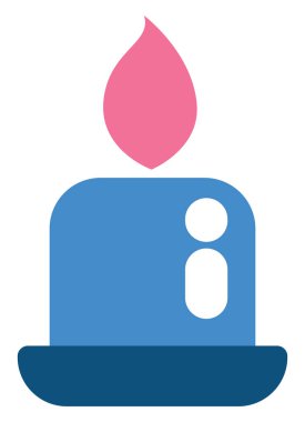 Mavi Paskalya yanan mum, illüstrasyon, beyaz arkaplanda vektör.