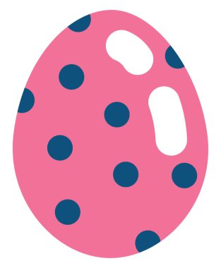 Koyu mavi noktalı pembe yumurta, illüstrasyon, beyaz arka planda vektör..