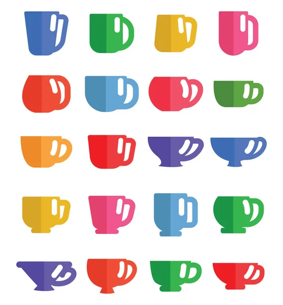 彩色杯子和杯子 白色背景上的矢量 — 图库矢量图片