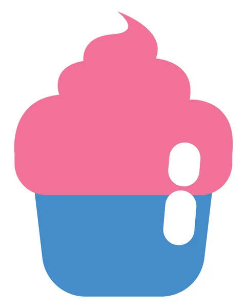 ピンクと青のカップケーキホイップクリーム イラスト 白い背景のベクトル — ストックベクタ