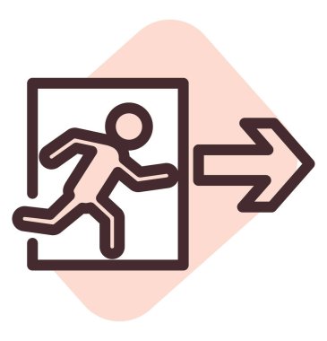 Acil çıkış, illüstrasyon, beyaz arkaplan üzerindeki vektör.