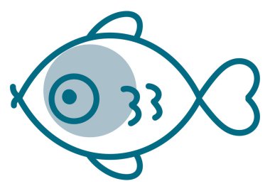 Mavi balık, illüstrasyon, beyaz arkaplanda vektör.