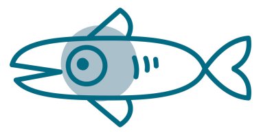 Mavi yüzen balık, illüstrasyon, beyaz arkaplanda vektör.