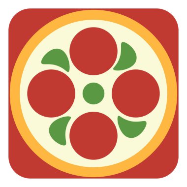 Lezzetli pizza, illüstrasyon, beyaz arka planda vektör..