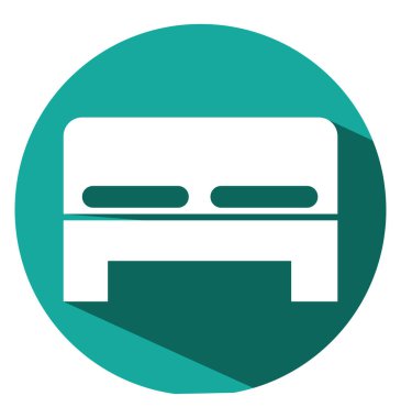 Çift kişilik otel yatağı, illüstrasyon, beyaz arka planda vektör..