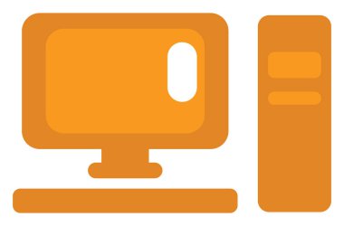 Sarı bilgisayar, illüstrasyon, beyaz arkaplan üzerindeki vektör.