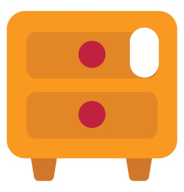 Sarı komodin, illüstrasyon, beyaz arkaplan üzerindeki vektör.