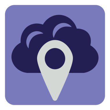 Konum işaretli bulut, illüstrasyon, beyaz arkaplan üzerinde vektör.