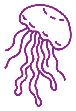 Koyu mor denizanası, illüstrasyon, beyaz arka planda vektör..