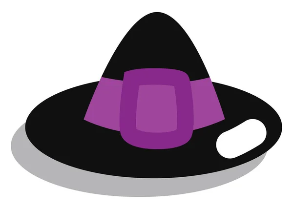 Sombrero Bruja Halloween Negro Ilustración Vector Sobre Fondo Blanco — Vector de stock