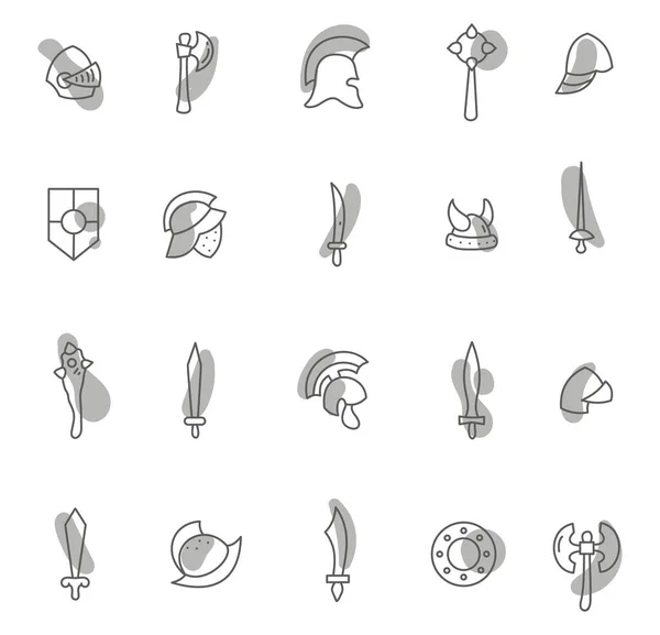 Casques Épées Illustration Vecteur Sur Fond Blanc — Image vectorielle