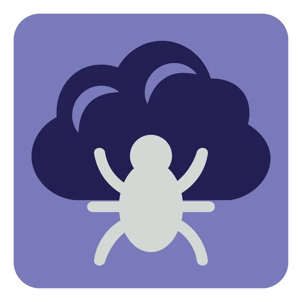 Cloud Avec Bug Logiciel Illustration Vecteur Sur Fond Blanc — Image vectorielle