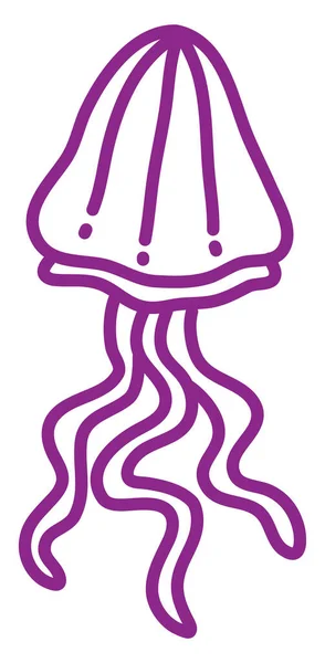 Medusas Mar Púrpura Ilustración Vector Sobre Fondo Blanco — Vector de stock