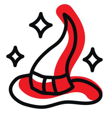 Sihirli cadı şapkası, illüstrasyon, beyaz arkaplanda vektör.