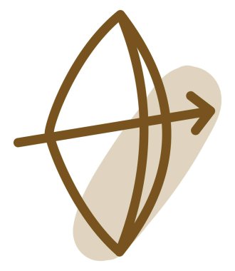 Ortaçağ yayı ve oku, illüstrasyon, beyaz arkaplan üzerindeki vektör.