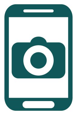 Akıllı telefon kamerası, illüstrasyon, beyaz arkaplandaki vektör.