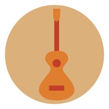 Beyaz zemin üzerinde akustik gitar, illüstrasyon, vektör.