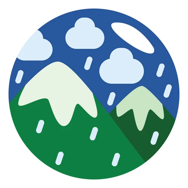 Pluie Dans Les Montagnes Vertes Illustration Vecteur Sur Fond Blanc — Image vectorielle