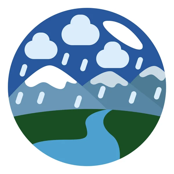 Lluvia Las Montañas Ilustración Vector Sobre Fondo Blanco — Archivo Imágenes Vectoriales