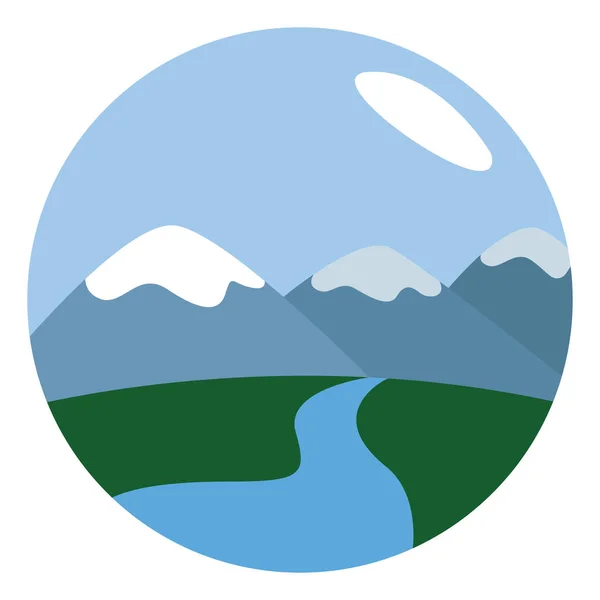 Río Las Montañas Ilustración Vector Sobre Fondo Blanco — Vector de stock