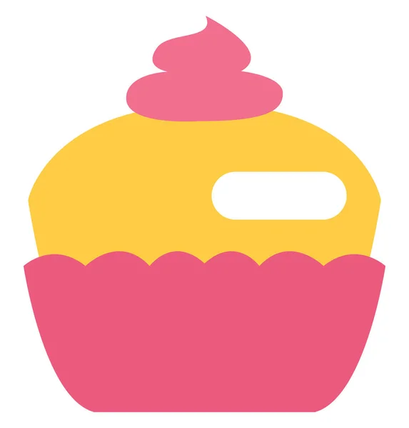 Cupcake Party Rosa Giallo Illustrazione Vettore Sfondo Bianco — Vettoriale Stock