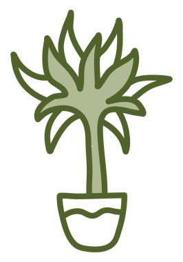 Kavanozda palmiye ağacı, illüstrasyon, beyaz arkaplanda vektör.