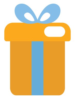 Sarı, mavi kurdeleli, resimli, beyaz arkaplandaki vektör.