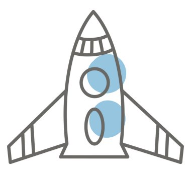 Roket uzay gemisi, illüstrasyon, beyaz zemin üzerindeki vektör.