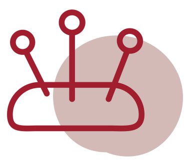 İğne yastığı, illüstrasyon, beyaz arkaplanda vektör.