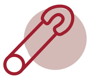 Kırmızı dikiş iğnesi, illüstrasyon, beyaz zemin üzerindeki vektör.