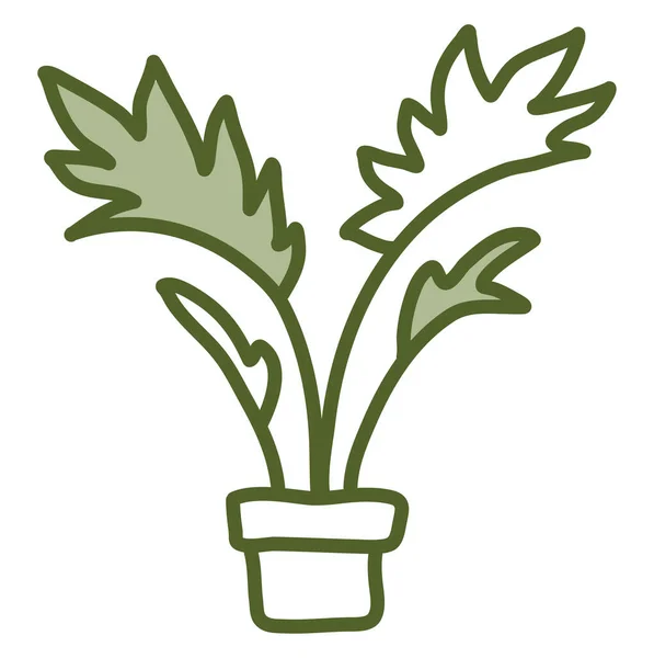 Lady Palm Gryta Illustration Vektor Vit Bakgrund — Stock vektor