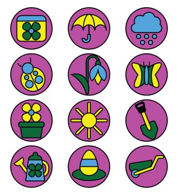 Bahar mevsimi, illüstrasyon, beyaz arkaplandaki vektör.