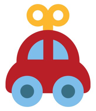 Kırmızı araba oyuncağı, illüstrasyon, beyaz arka planda vektör.