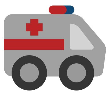 Ambulans arabası, illüstrasyon, beyaz arkaplandaki vektör.