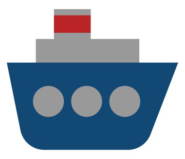 Mavi nakliye gemisi, illüstrasyon, beyaz arkaplandaki vektör.
