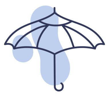 Beyaz arkaplanda çizgileri, illüstrasyonu ve vektörü olan şemsiye.