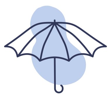 Yağmur, illüstrasyon ve beyaz arkaplan üzerindeki vektör şemsiyesi.