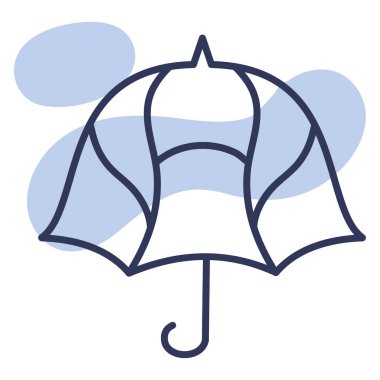 Üzerinde çizgiler olan şemsiye, resimleme, beyaz arkaplan üzerinde vektör.