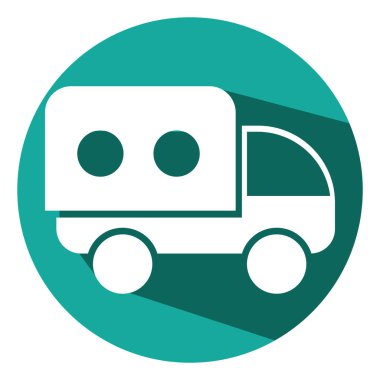 Beyaz arka planda küçük bir kamyon, illüstrasyon, vektör.