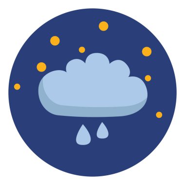 Gece yağmuru, illüstrasyon, beyaz arkaplandaki vektör.