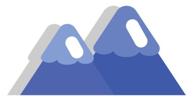 Mavi karlı dağlar, illüstrasyon, beyaz arkaplanda vektör.