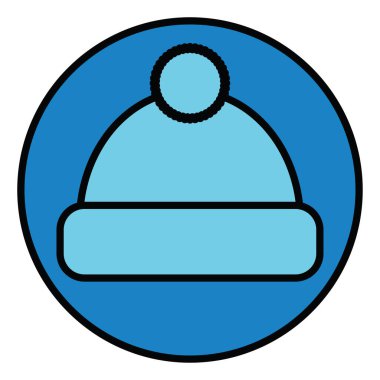 Mavi kış şapkası, illüstrasyon, beyaz arka planda vektör..