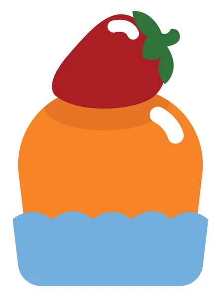 Φράουλα Cupcake Εικονογράφηση Διάνυσμα Λευκό Φόντο — Διανυσματικό Αρχείο