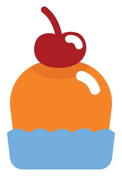 Cherry Cupcake Ilustrace Vektor Bílém Pozadí — Stockový vektor
