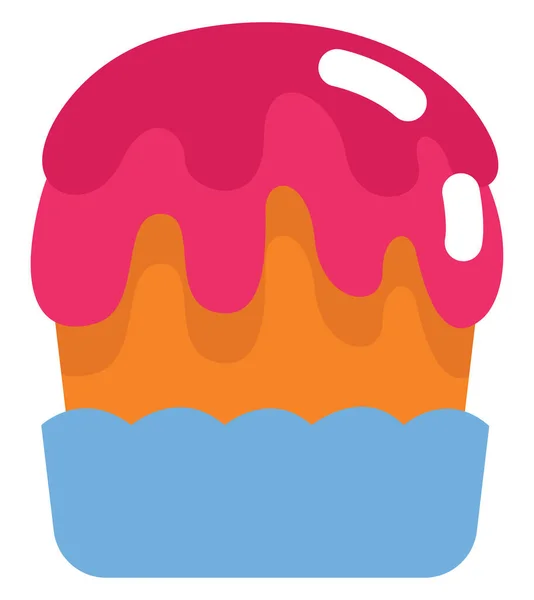 Cupcake Com Cobertura Rosa Ilustração Vetor Sobre Fundo Branco — Vetor de Stock