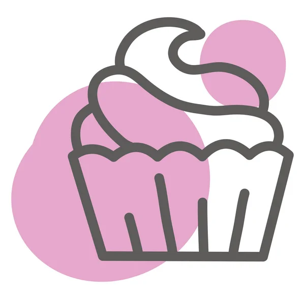 Süßer Rosa Cupcake Illustration Vektor Auf Weißem Hintergrund — Stockvektor