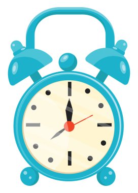 Mavi alarm saati, illüstrasyon, beyaz arkaplandaki vektör.