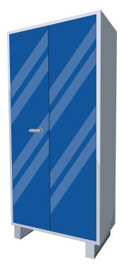 Mavi gardırop, illüstrasyon, beyaz arkaplanda vektör.