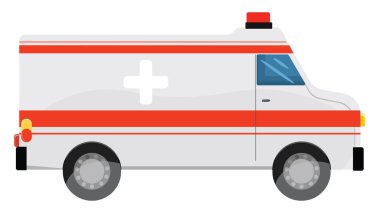 Ambulans arabası, illüstrasyon, beyaz arkaplandaki vektör.
