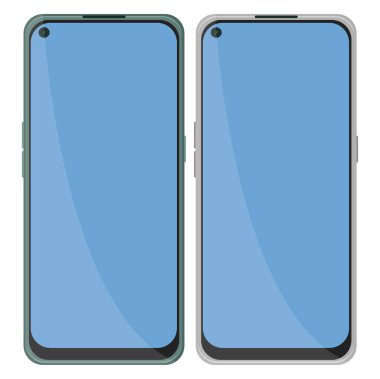 Beyaz arkaplanda iki iPhone, illüstrasyon, vektör.